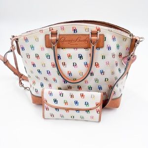 Dooney and Bourke multi color DB the bag and wallet set